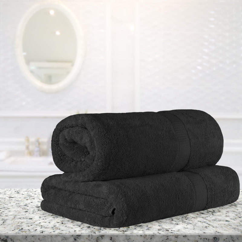 Renata 2 Piece 800 GSM Certified Egyptian Cotton Bath Sheet Set , Black