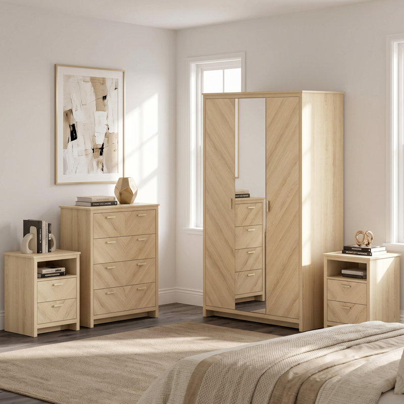 Adalinne 4 Piece Compact Bedroom Storage Set, Oslo Oak