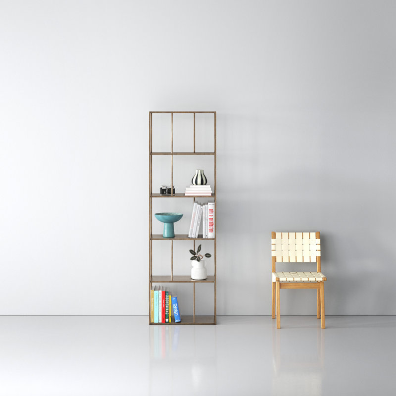 Dune Etagere Bookcase, 77" H x 23.50" W x 12" D, Antique Brass