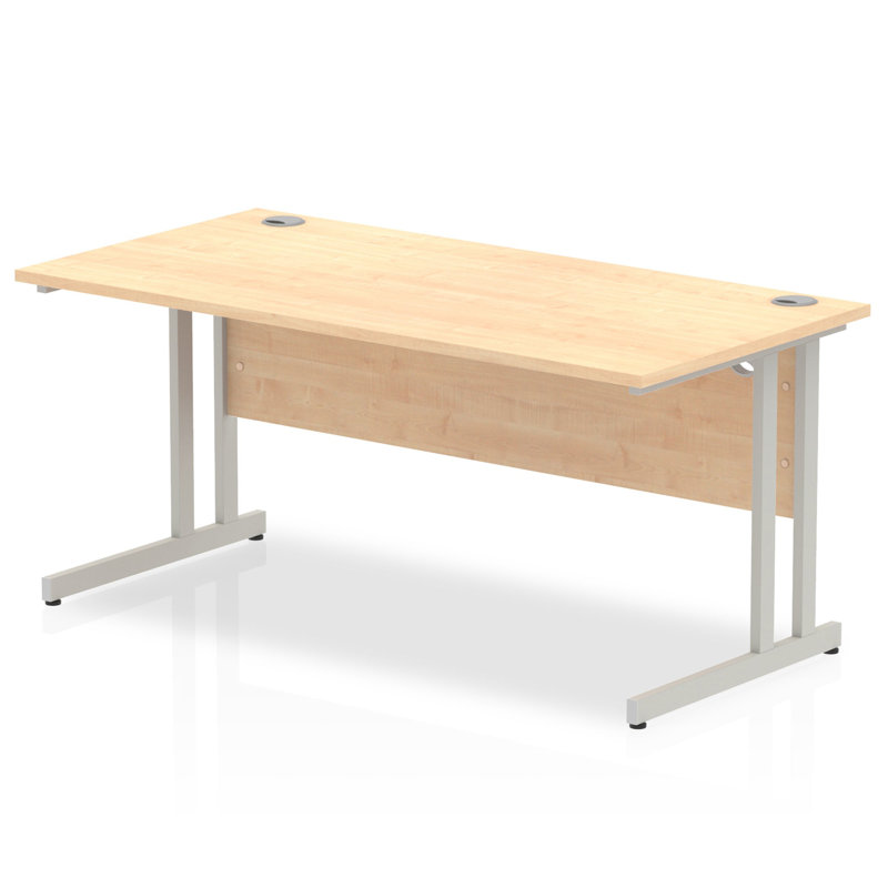 Ladajah Metal Base Computer Desk, Silver, Beige, 73cm H x 160cm W x 80cm D