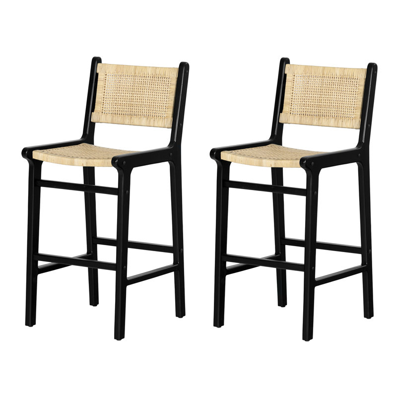 Balka Rattan Bar Stool, Set Of 2, Black