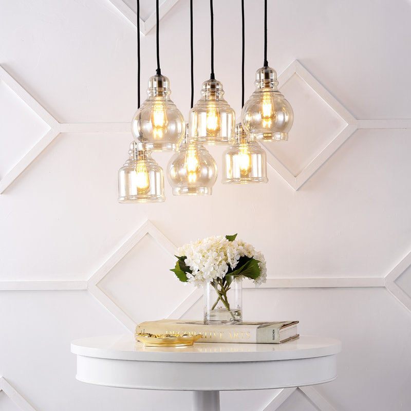 Luminaire suspendu rustique en fer / verre 18,88 po Angelus, nickel / champagne Angelus