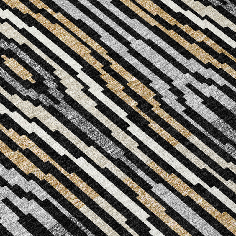 Machine Washable Indoor/Outdoor Chantille ACN2666 Modern Rug, 2'6" x 3'10", Black