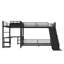 L-Shaped Metal Triple Bunk Bed with Loft, Slide, Desk & Storage Shelves – Space-Saving Black