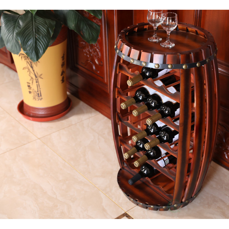 Maron Wine Bottle & Glass Rack in Brown