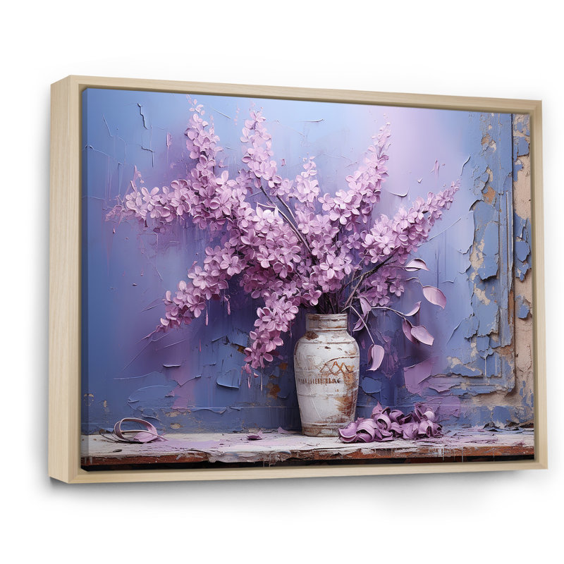 Vase lilas Bouquet Reverie - imprimé, H 12 po x l 20 po x P 1 po, Cadre naturel flottant