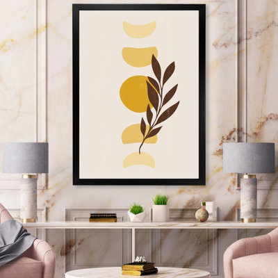 Abstrait géométrique soleil et lune avec feuille VII - impression sur toile
