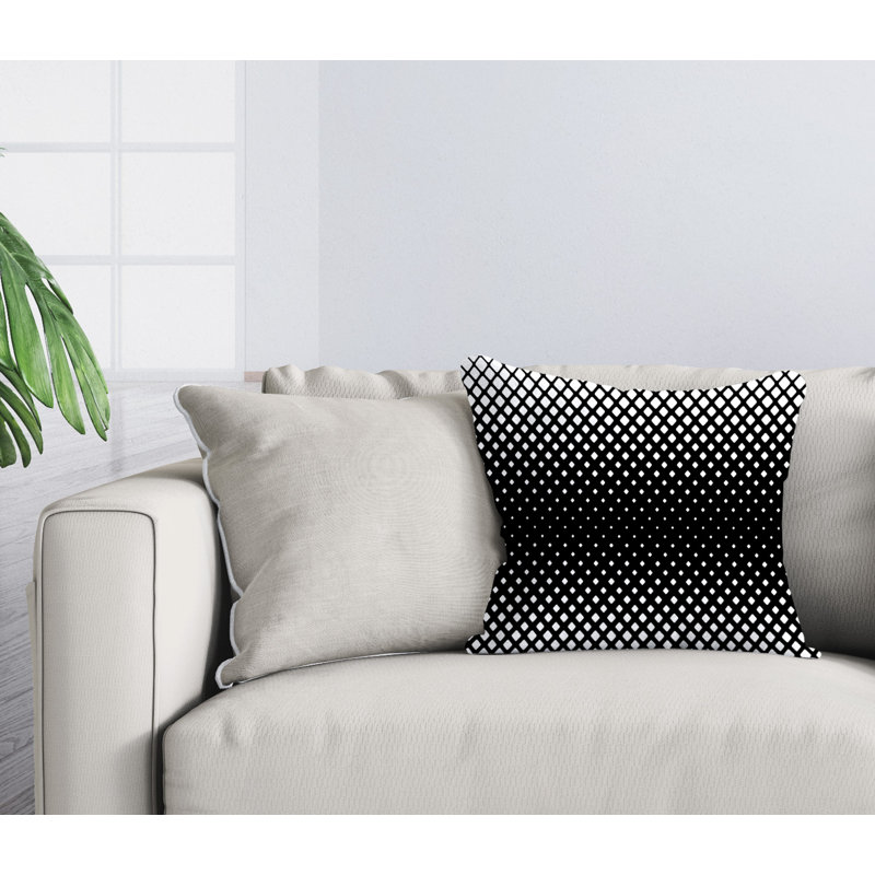 Wright Geometric Outdoor Reversible Throw Pillow, 17H" x 17W", Black, Square