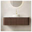 Meuble-lavabo suspendu DINA de 48 po avec lavabo, armoire en bois grain de noyer foncé, comptoir en pierre frittée blanche de Carrare, lavabo rond en céramique, tiroirs à fermeture douce