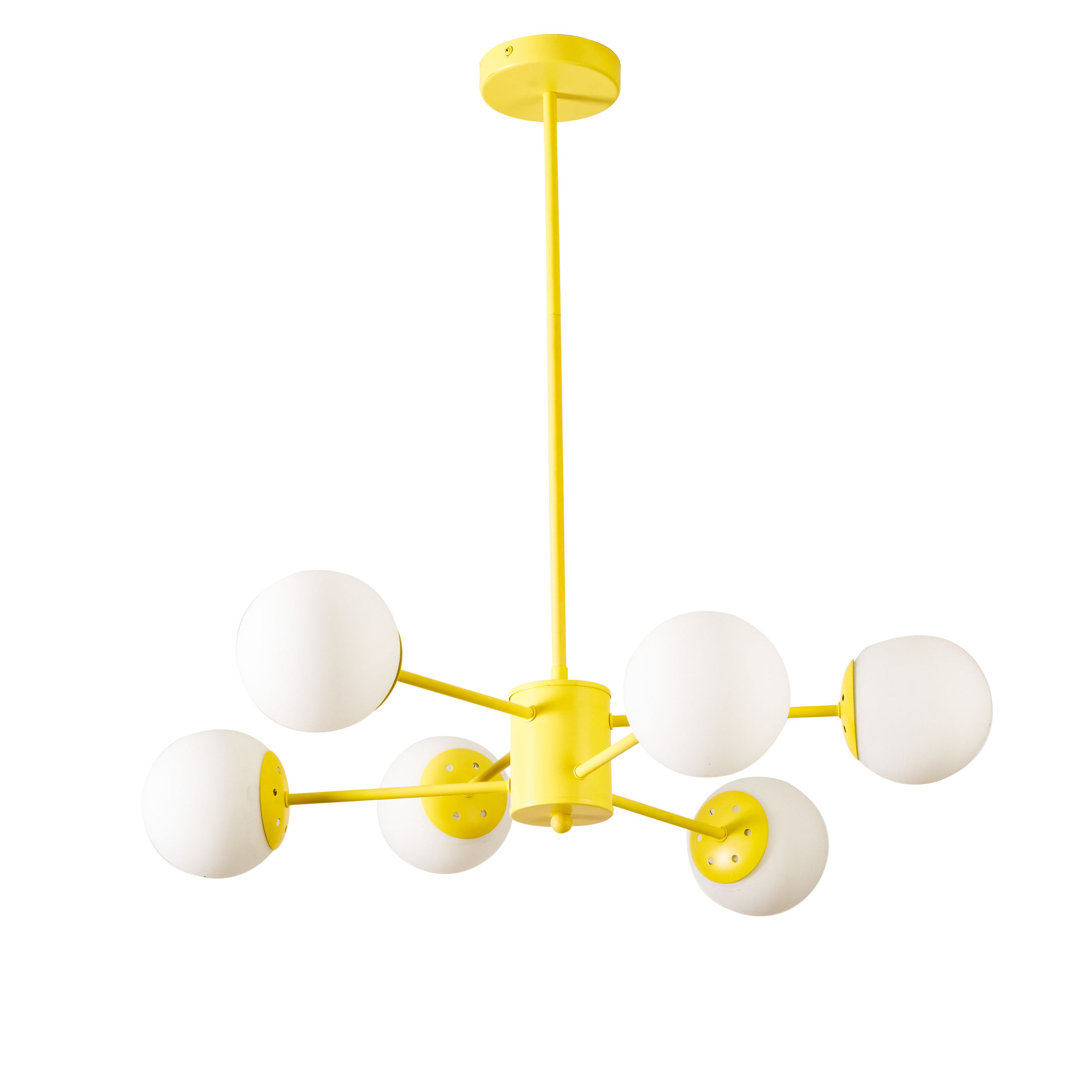 angelo:HOME Lloyd 6 Light Modern Spoke Chandelier in Multiple Color-ways ANGELOHOME Finish: Meyer Lemon