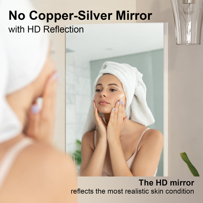 Stamo Corner Mirrored Bathroom Cabinets with Mirror and 3