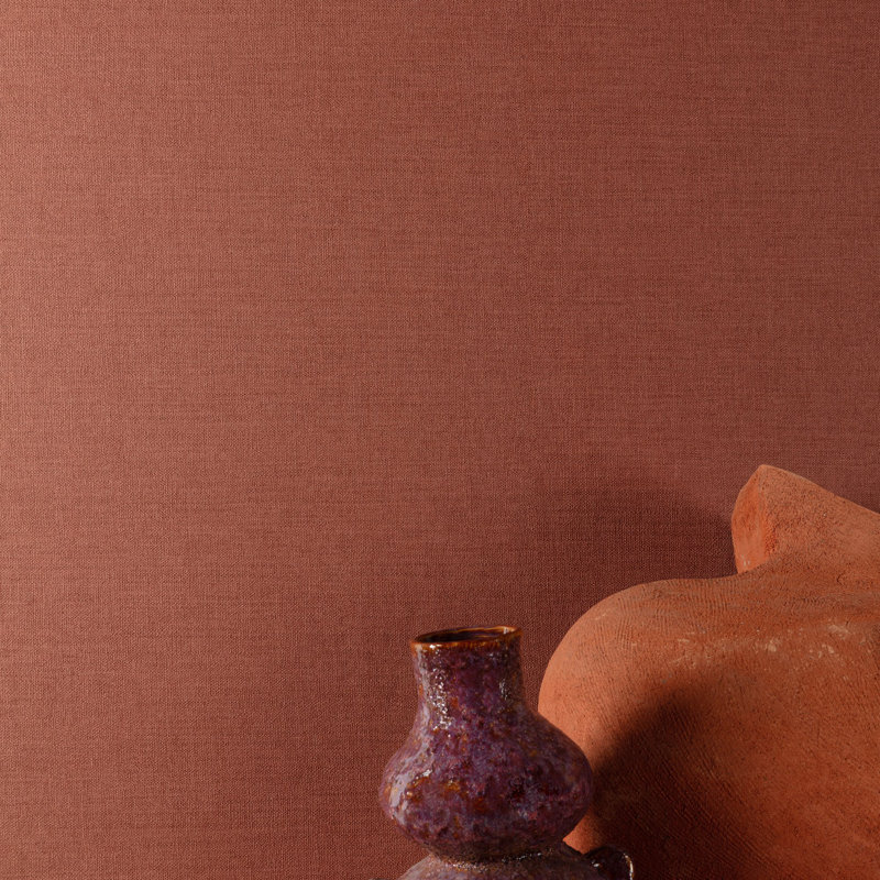 Structured Walls Collection Plain Linen Wallpaper Roll, Red