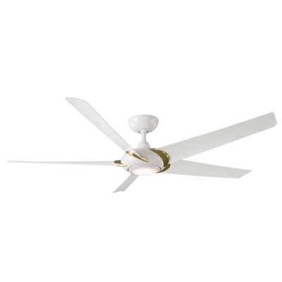 62" Lucid 5 - Blade Outdoor/Indoor Smart Standard Ceiling Fan with Remote Control and LED Light Kit Included, Works With Alexa and iOS or Android App
