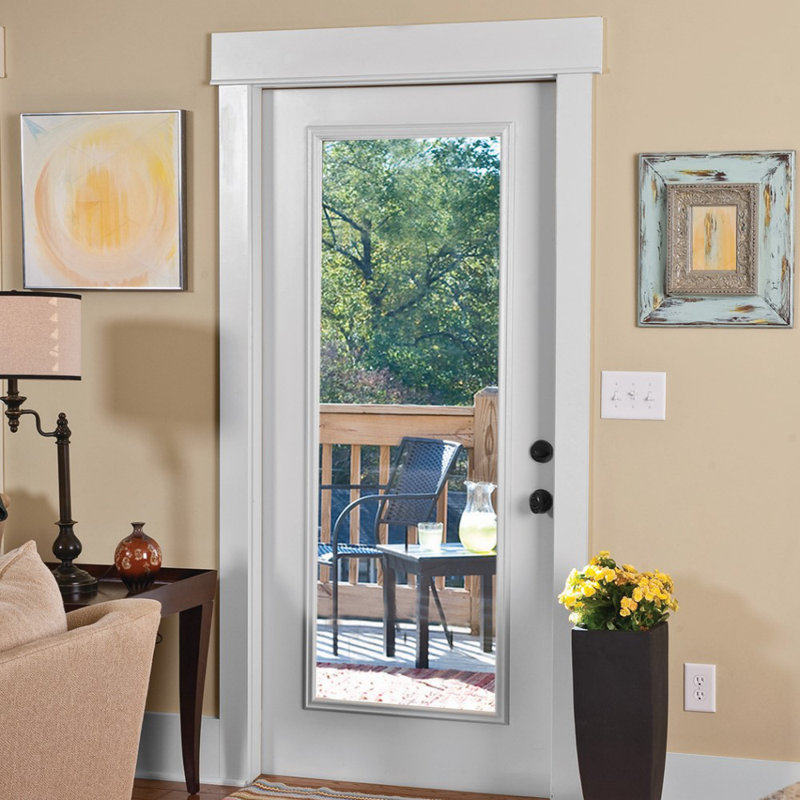 Porte d'entrée avant en verre transparent, H 80 po x l 32 po x P 1,75po, 4,56 po, S'ouvre à gauche vers l'extérieur