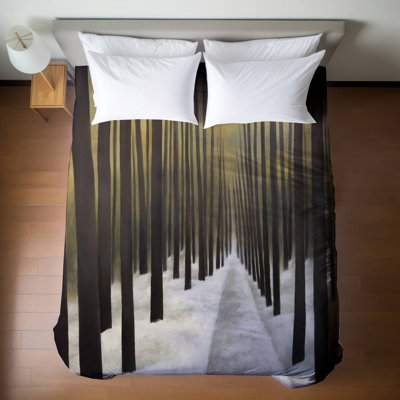 Housse de couette Randonnée dans la forêt brune | Décor de paysage d'arbres