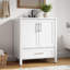 Meuble-lavabo autoportant moderne avec lavabo et rangement en céramique, armoire de salle de bain 36 po avec portes et tiroir, blanc-125411256-125411257