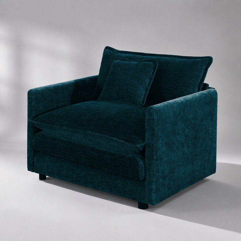 Fauteuil de lecture rembourré Comfy, Chenille bleu, H 0,03 po x l 0,03 po x P 0,03 po