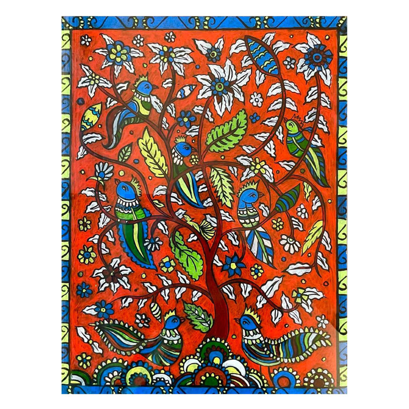 Arbre de vie avec oiseaux | Acrylique sur feuille d'acrylique | Par Anshika Agrawal