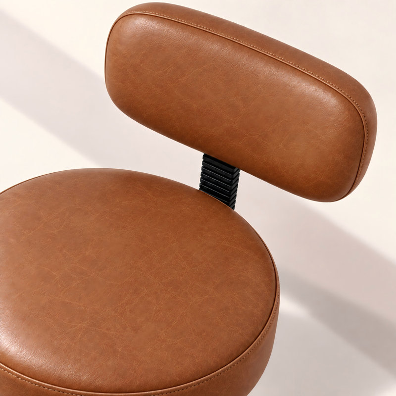 Chaise de dessin ergonomique avec dossier, tabouret de bureau pivotant à roulettes avec repose-pieds réglable - Brun/1 pièce