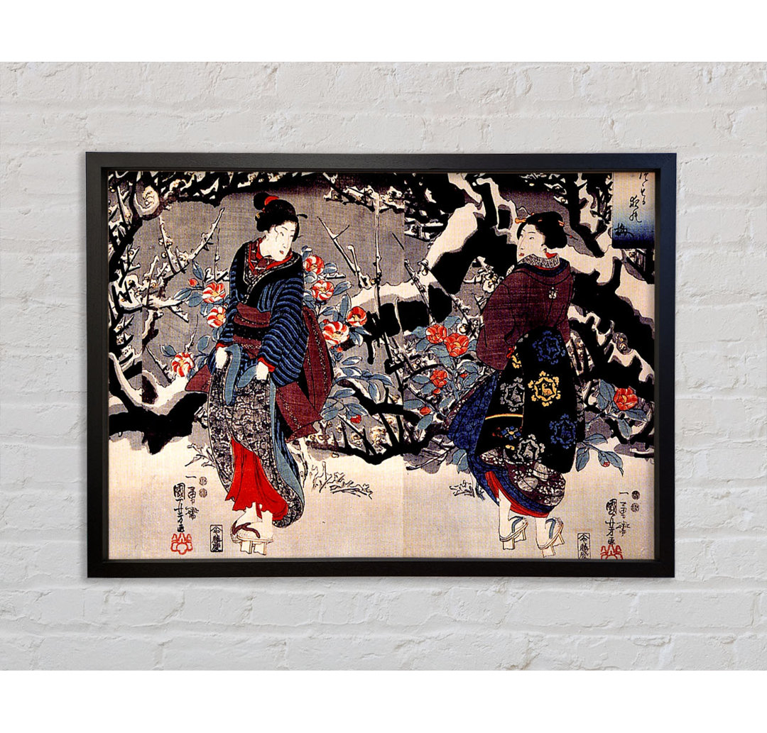 Utagawa Kuniyoshi Japanische Frauen - Einzelner Bilderrahmen Kunstdrucke auf Leinwand