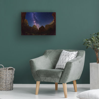 Wrapped Canvas Wall Art - Royce Bair 'Stars Big Bend Zion' Wall Art for Living Room, Bedroom, or Office Décor  - 12x19