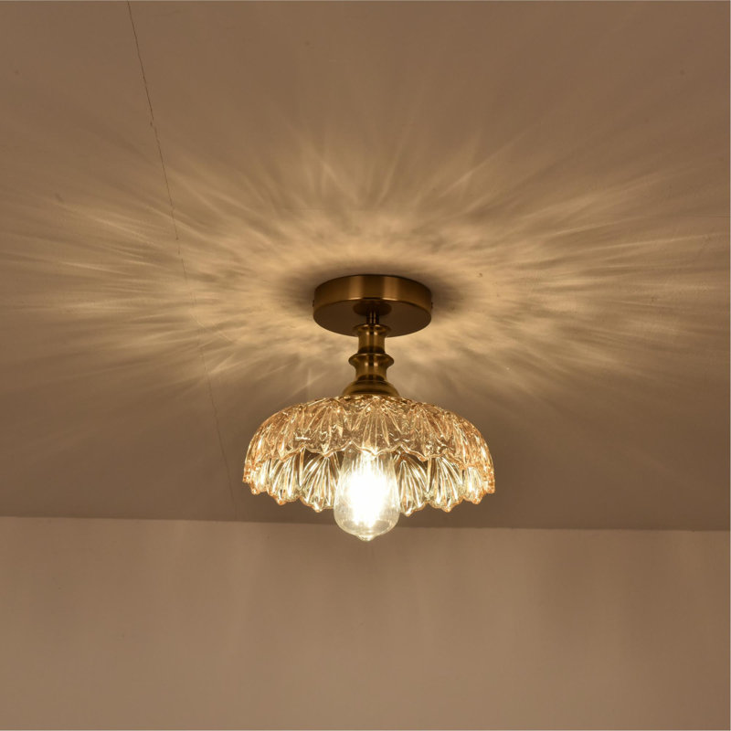 Junathean Glass Semi Flush Mount, Amber