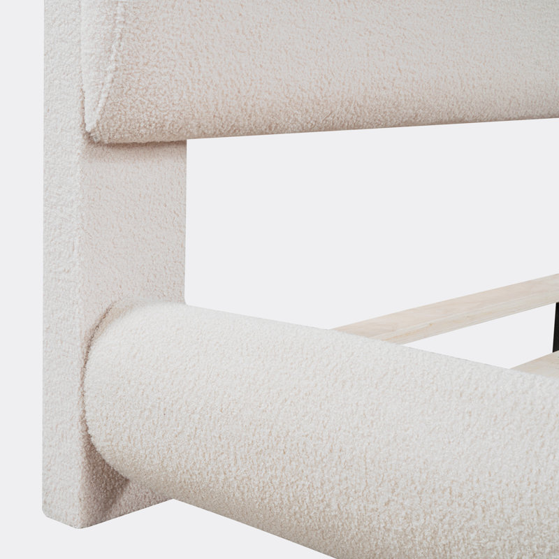 Teddy Fleece Curve-shaped Bed, Beige, Full