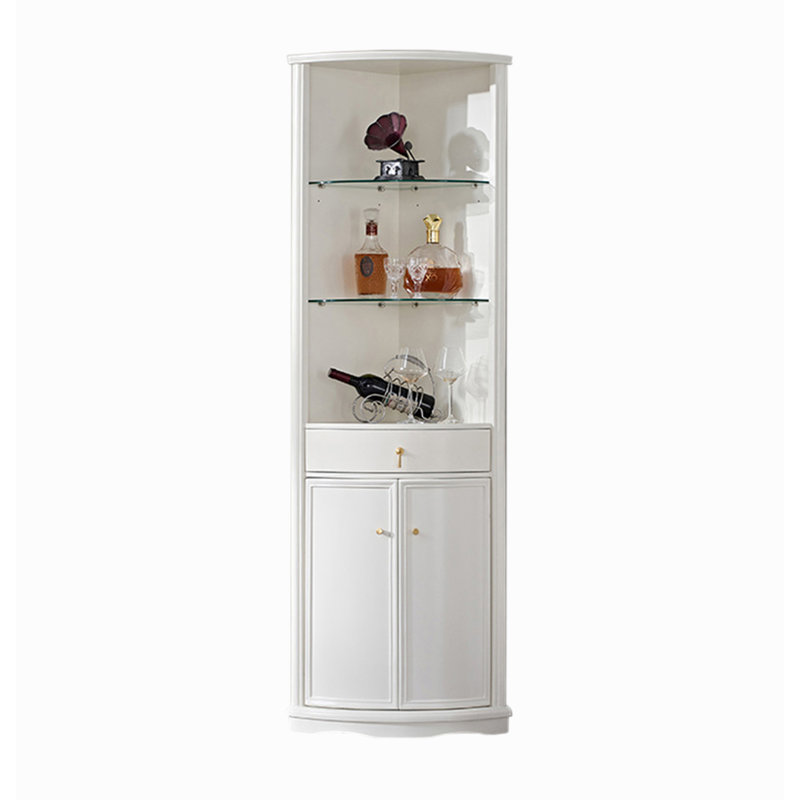 23.62" White Corner Solid Wood Wine Cabinets & Curio Cabinets