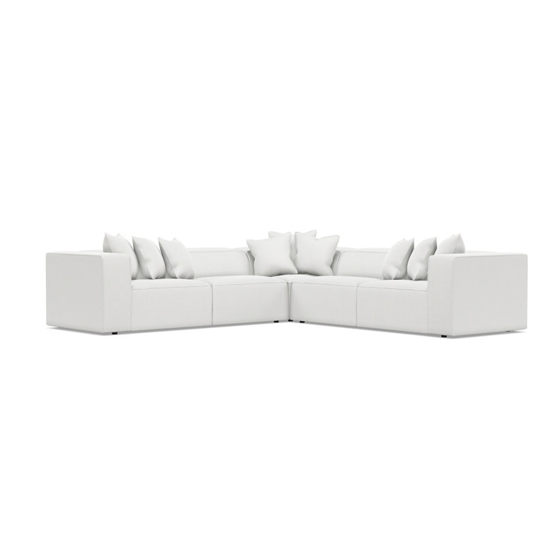 Bliss Sectional, White Polyester Blend, 28" H x 123.5" W x 123.5" D