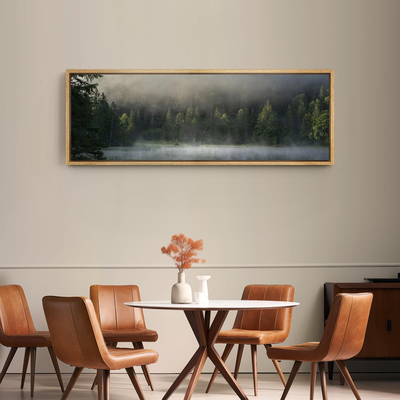 «Mystic Forest Trees Mist By A Lake», reproduction d'art sur toile, H 20 po x l 60 po, Naturel