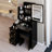 29.2" Small Size Left Bedside Cabinet Vanity Table + Cushioned Stool, Large Sliding, Touch Control, Tri-Color Switching, Brightness Adjust LED Mirror, High Capacity Storage, Suitable For Small Space-905483653