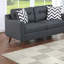 Ensemble de canapé 2 pièces en polyfibre noir moderne - canapé et causeuse, coussins, coussins touffetés, confortable-1502327471