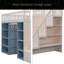 Lit mezzanine double avec 2 armoires de rangement à quatre couches et rideau