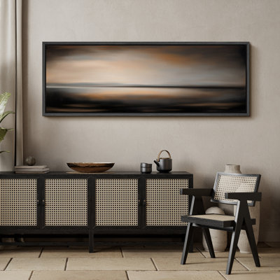 «Relaxing Calm Moody Dark Abstract Landscape», impression sur toile encadrée surdimensionnée