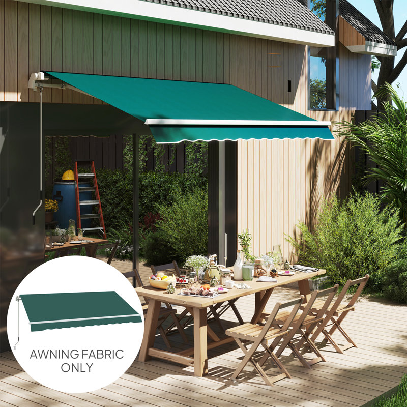 Outsunny 282cm W x 250cm D Polyester Cover Retractable Awning Fabric Replacement, Green