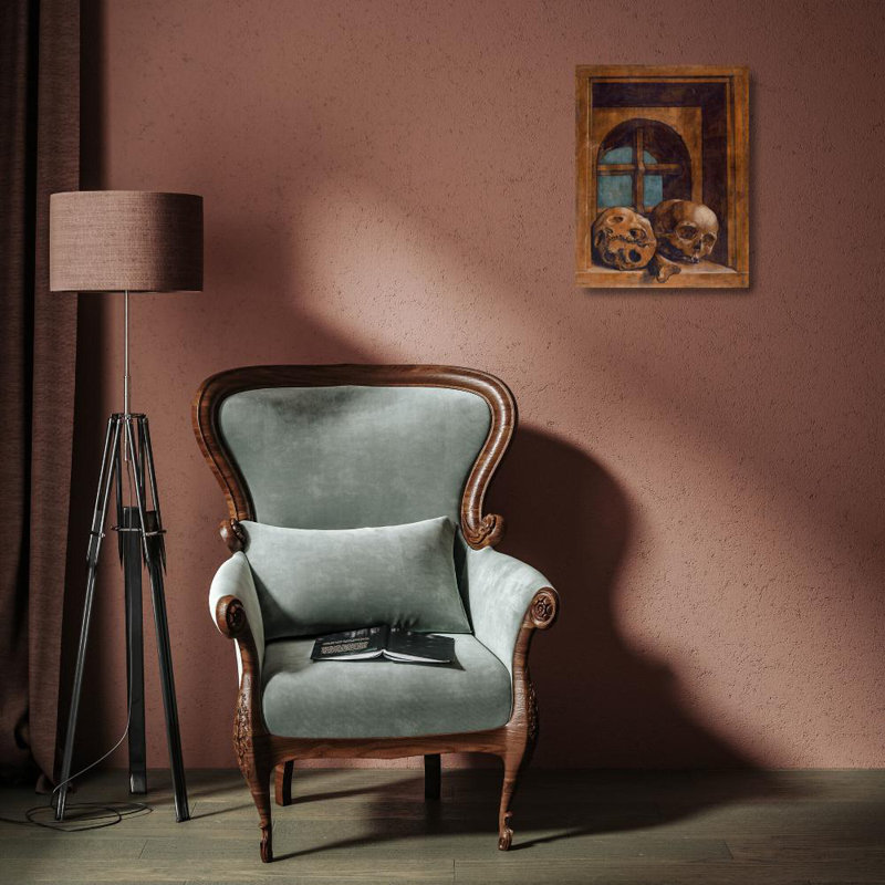 «Two Skulls in a Window Niche» par Hans Holbein The Younger - Art mural sur toile tendue avec châssis, H 18 po x l 14 po