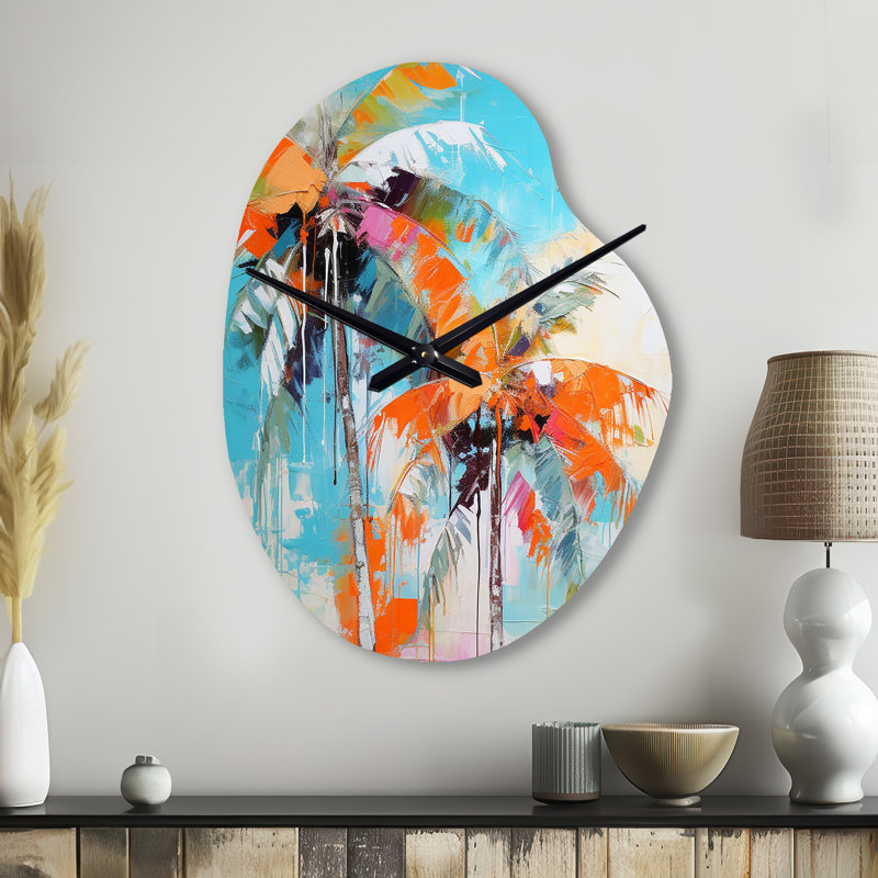 Palm Trees Palm VI - Pear Shape Large Palms & Palm Trees 3D Wall Clock, Small