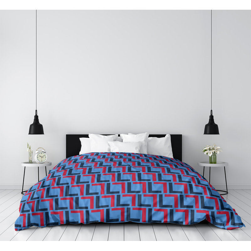 Housse de couette simple, Housse de couette simple TG, Bleu marine / rouge / bleu, Polyester brossé
