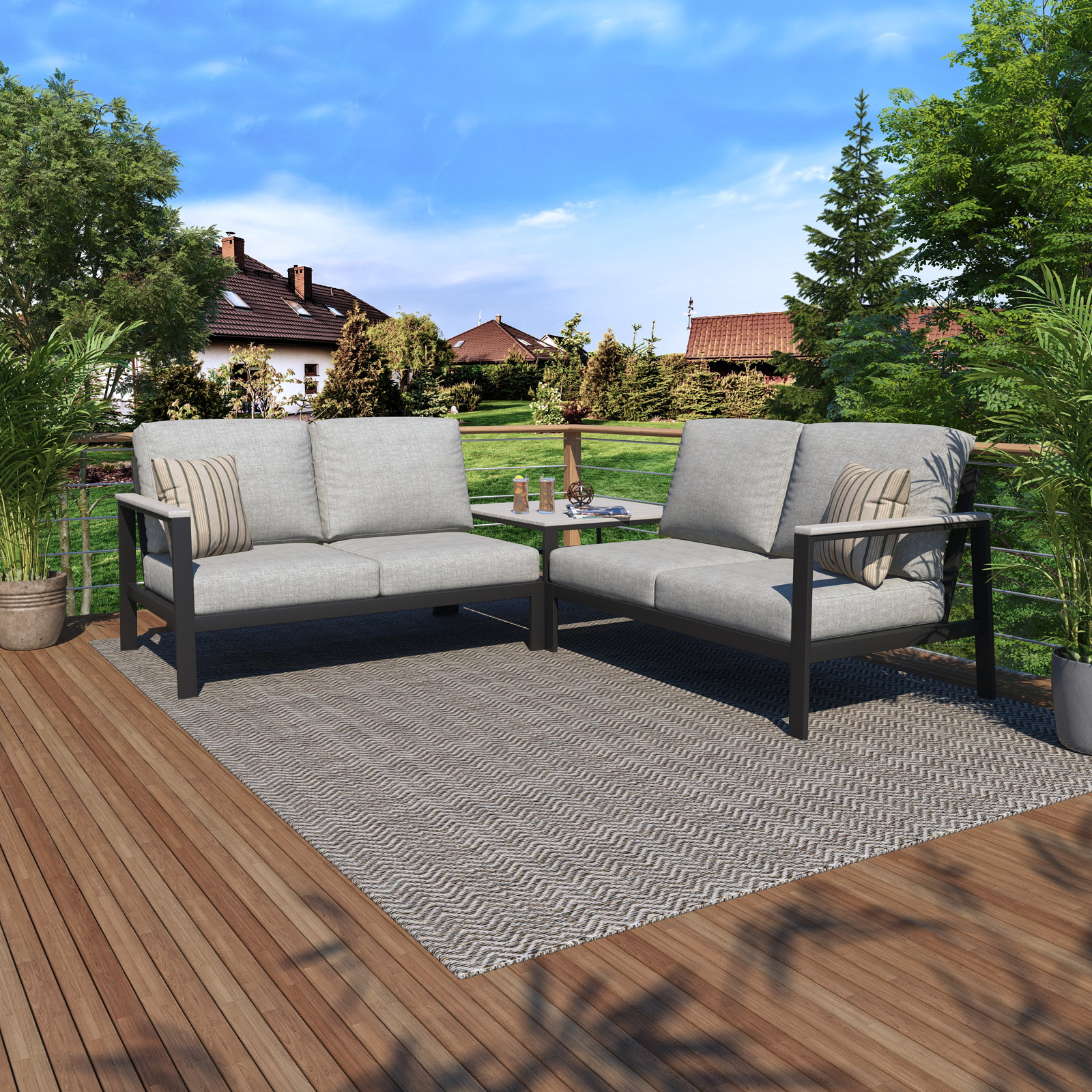 Townsend 4-Person Patio Seating Group, Canvas Granite Sunbrella® Canvas
