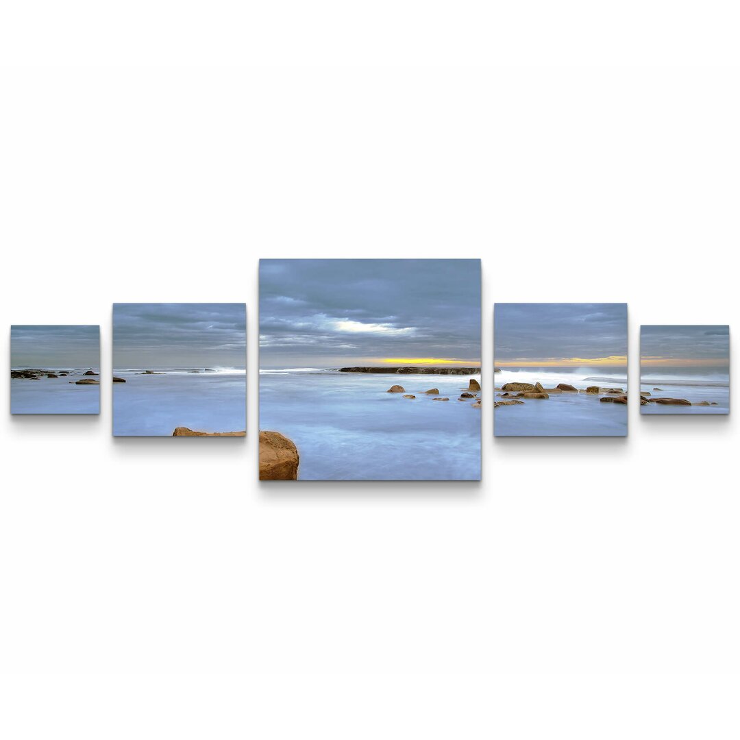 5-tlg. Leinwandbilder-Set Tranquil Strand am Abend