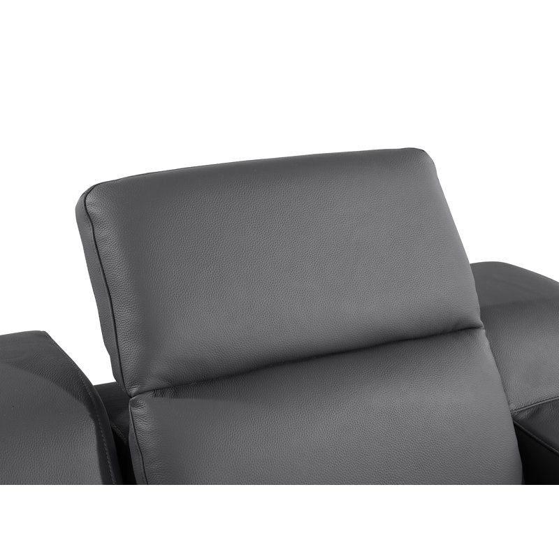 Divanitalia Top Grain Italian Leather Power Reclining Chair With Power Headrests, Dark Gray