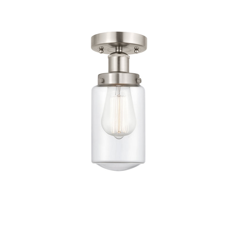 Plafonnier semi-encastré en verre Erkson, Nickel satiné brossé, Transparent