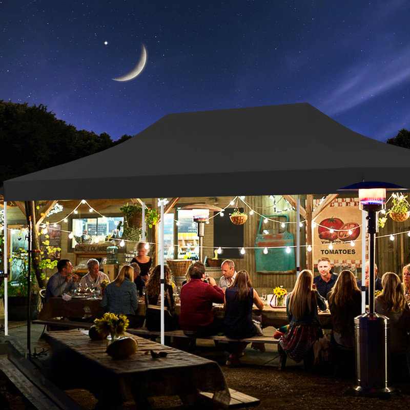 240'' W x 120'' D Metal Pop-Up Canopy, Black