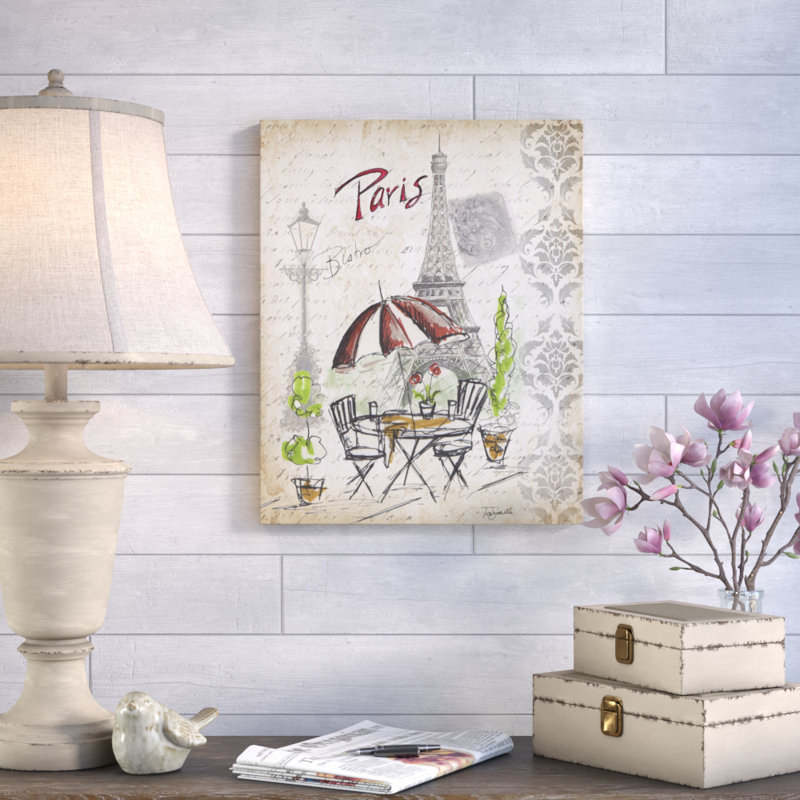 « paris sketch : café », reproduction d’impression sur toile tendue, H 15 po x l 12 po
