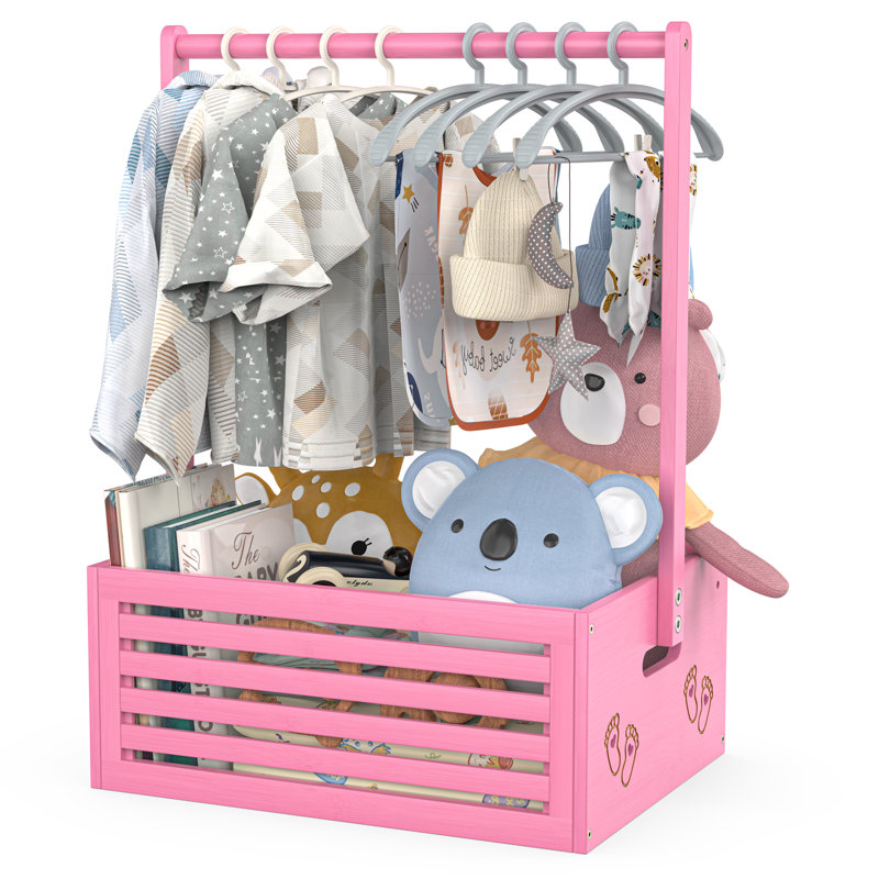 Armoire avec cage de rangement pour bébé Anie, Rose