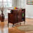 Mabel Utility Cart with Wheels and Open Shelves in Walnut & Natural, 35.30" H X 39.30" W X 18.80" D