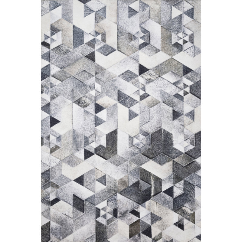 Tapis gris à motif géométrique Rogers, Rectangle 3 pi 6 po x 5 pi 6 po