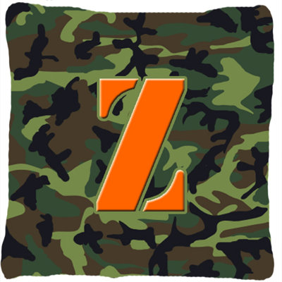 Monogramme initiale Camo intérieur/extérieur Throw Pillow