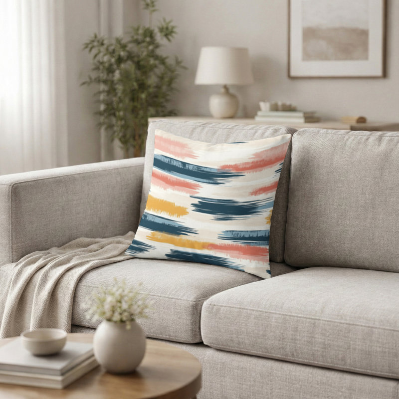 Coussin décoratif moderne Modern - coussin imprimé ikat Blue Horizon, H 16 po x l 16 po