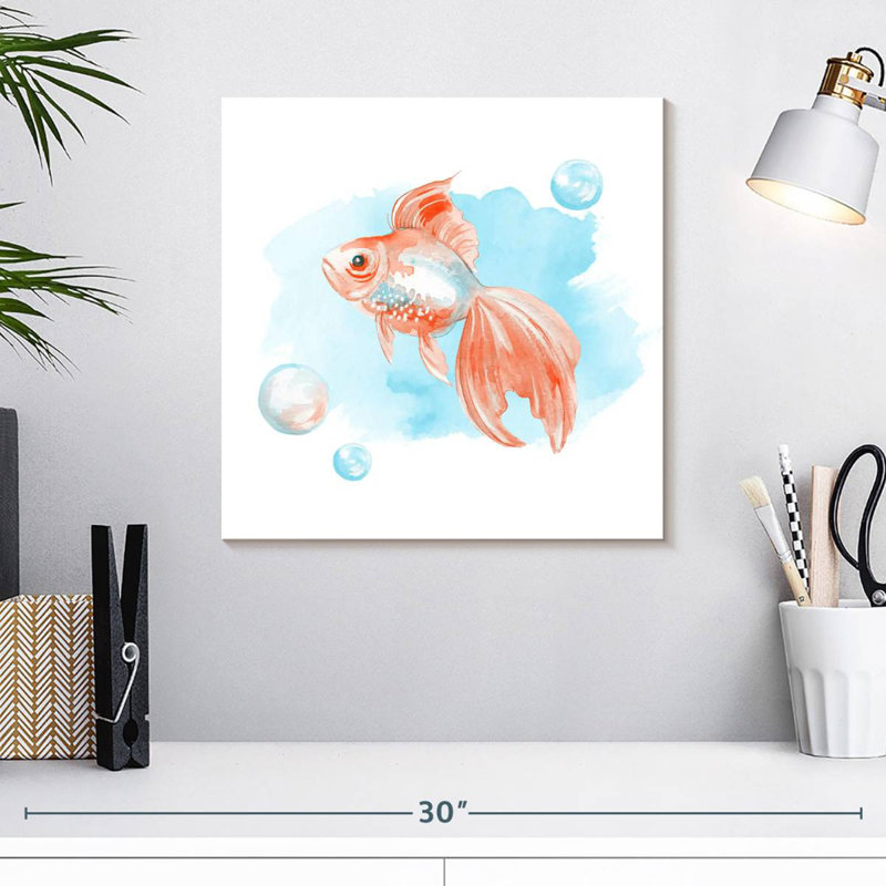 Crowle - poisson rouge pastel, H 16 po x l 16 po